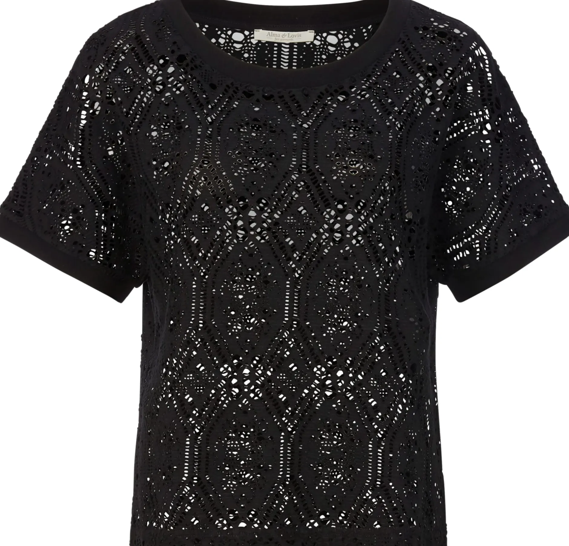 Alma & Lovis Damenshirt Lochmuster Schwarz Discount