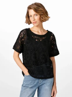 Alma & Lovis Damenshirt Lochmuster Schwarz Discount