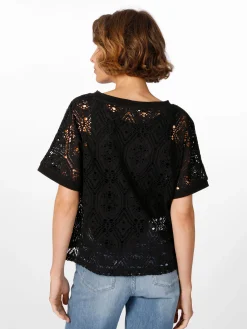 Alma & Lovis Damenshirt Lochmuster Schwarz Discount