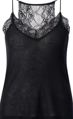 LANIUS Damen-Spitzentop Schwarz Outlet