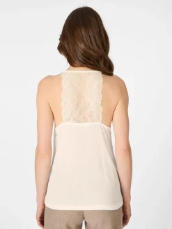 LANIUS Damen-Spitzentop Naturweiß New