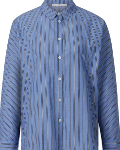 LANIUS Damen-Streifenhemd Mittelblau Best