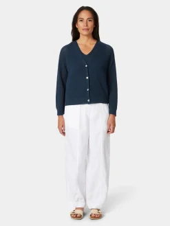 Les Racines du Ciel Damen-Strickjacke geknöpft Blau Discount