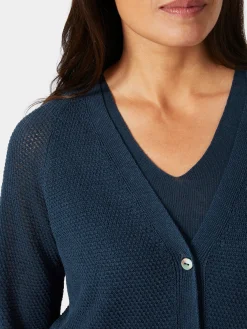 Les Racines du Ciel Damen-Strickjacke geknöpft Blau Discount