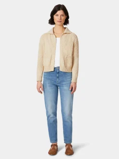 Maglificio GRP Damen-Strickjacke mit Kragen Naturweiß Online