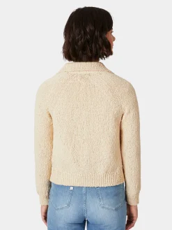 Maglificio GRP Damen-Strickjacke mit Kragen Naturweiß Online