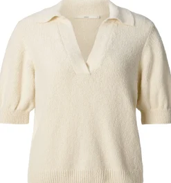 LANIUS Damen-Strickpolo Bouclé Naturweiß Clearance