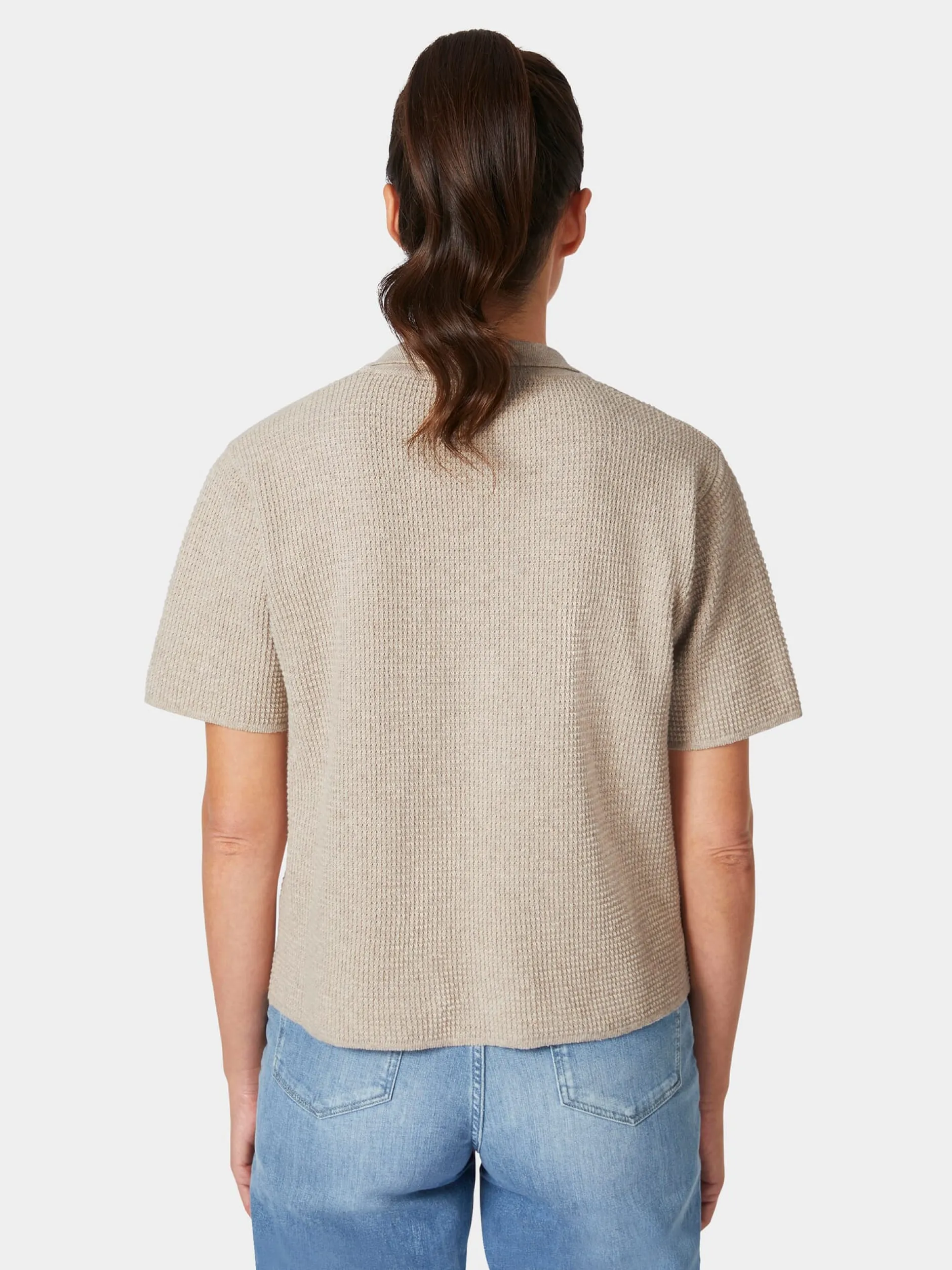 Rifò Damen-Strickpolo geknöpft Natur Sale