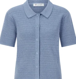 Rifò Damen-Strickpolo geknöpft Hellblau