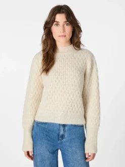 LANIUS Damen-Strickpullover Alpaka Naturweiß Best