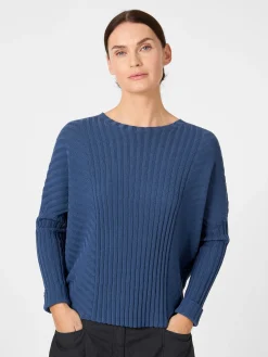 Oska Damen-Strickpullover gerippt Blau Clearance