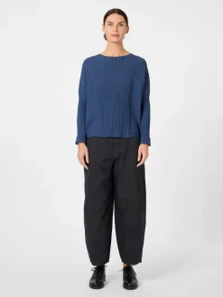 Oska Damen-Strickpullover gerippt Blau Clearance