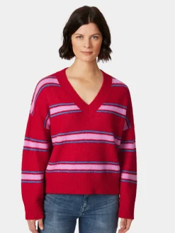 LANIUS Damen-Strickpullover gestreift Rot New