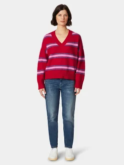 LANIUS Damen-Strickpullover gestreift Rot New