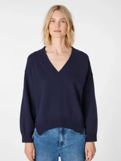 LANIUS Damen-Strickpullover V-Ausschnitt Navy Online