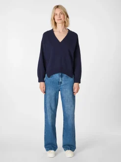 LANIUS Damen-Strickpullover V-Ausschnitt Navy Online