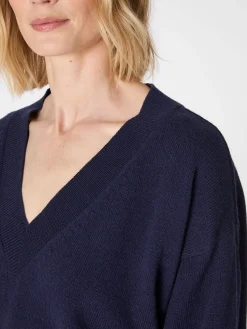 LANIUS Damen-Strickpullover V-Ausschnitt Navy Online