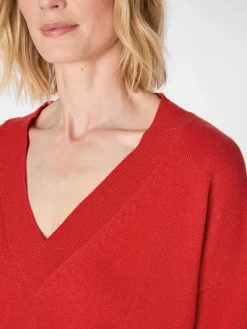 LANIUS Damen-Strickpullover V-Ausschnitt Rot Outlet