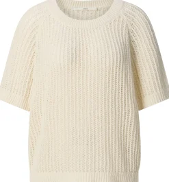 LANIUS Damen-Strickshirt Bouclé Naturweiß Best