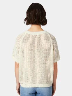 LANIUS Damen-Strickshirt Bouclé Naturweiß Best