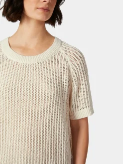 LANIUS Damen-Strickshirt Bouclé Naturweiß Best