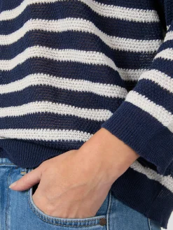 Les Racines du Ciel Damen-Strickshirt gestreift Sale