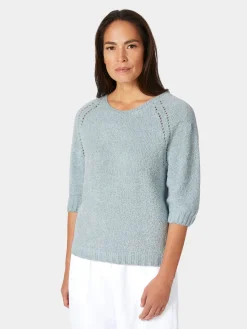 Seldom Damen-Strickshirt Halbarm Hellblau