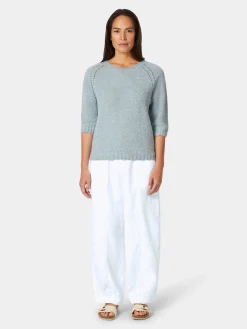 Seldom Damen-Strickshirt Halbarm Hellblau