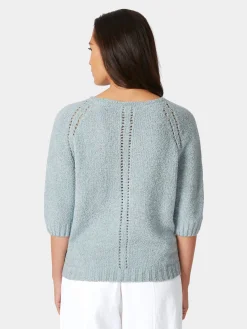 Seldom Damen-Strickshirt Halbarm Hellblau