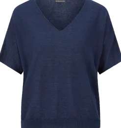 Les Racines du Ciel Damen-Strickshirt V-Ausschnitt Navy Online