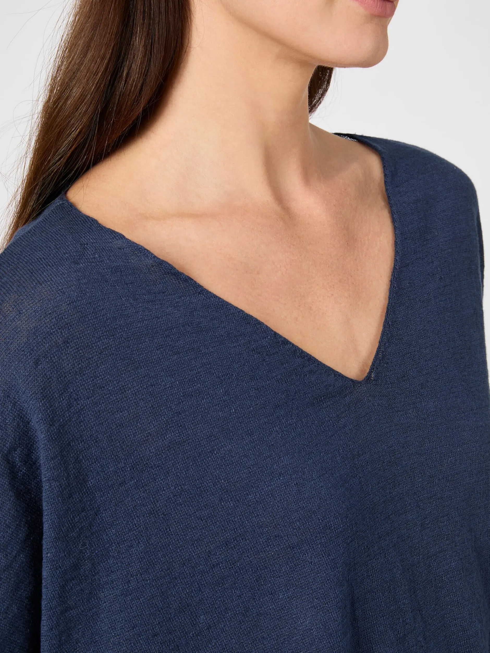Les Racines du Ciel Damen-Strickshirt V-Ausschnitt Navy Online