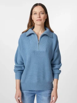 Knowledge Cotton Apparel Damen-Stricktroyer Mittelblau Discount