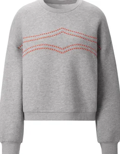 LANIUS Damen-Sweatshirt mit Stickerei Hellgrau