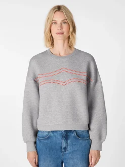 LANIUS Damen-Sweatshirt mit Stickerei Hellgrau