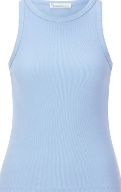 Knowledge Cotton Apparel Damentop Doppelripp Hellblau New