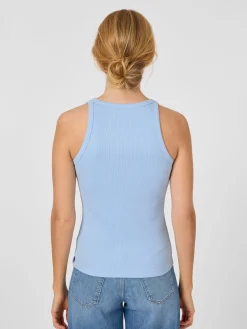 Knowledge Cotton Apparel Damentop Doppelripp Hellblau New