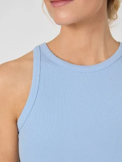 Knowledge Cotton Apparel Damentop Doppelripp Hellblau New