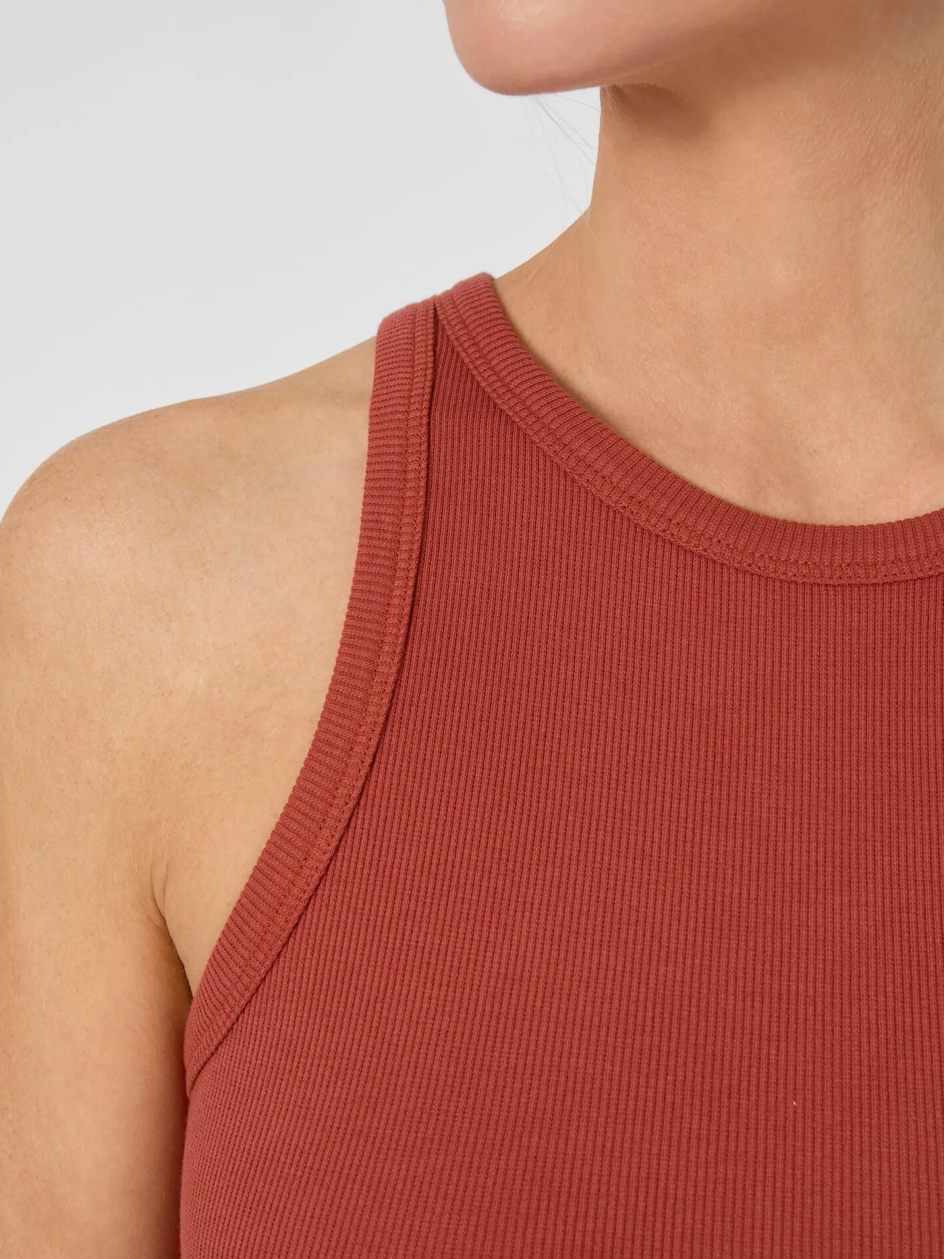 Knowledge Cotton Apparel Damentop Doppelripp Rostrot Sale