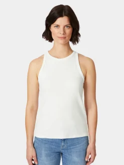 Knowledge Cotton Apparel Damentop Doppelripp Naturweiß Best