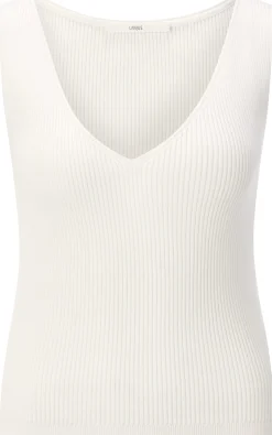 LANIUS Damentop Rippenstrick Weiß Discount