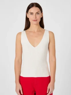 LANIUS Damentop Rippenstrick Weiß Discount