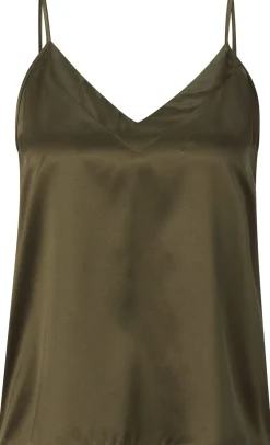 LANIUS Damentop Seidensatin Oliv Outlet