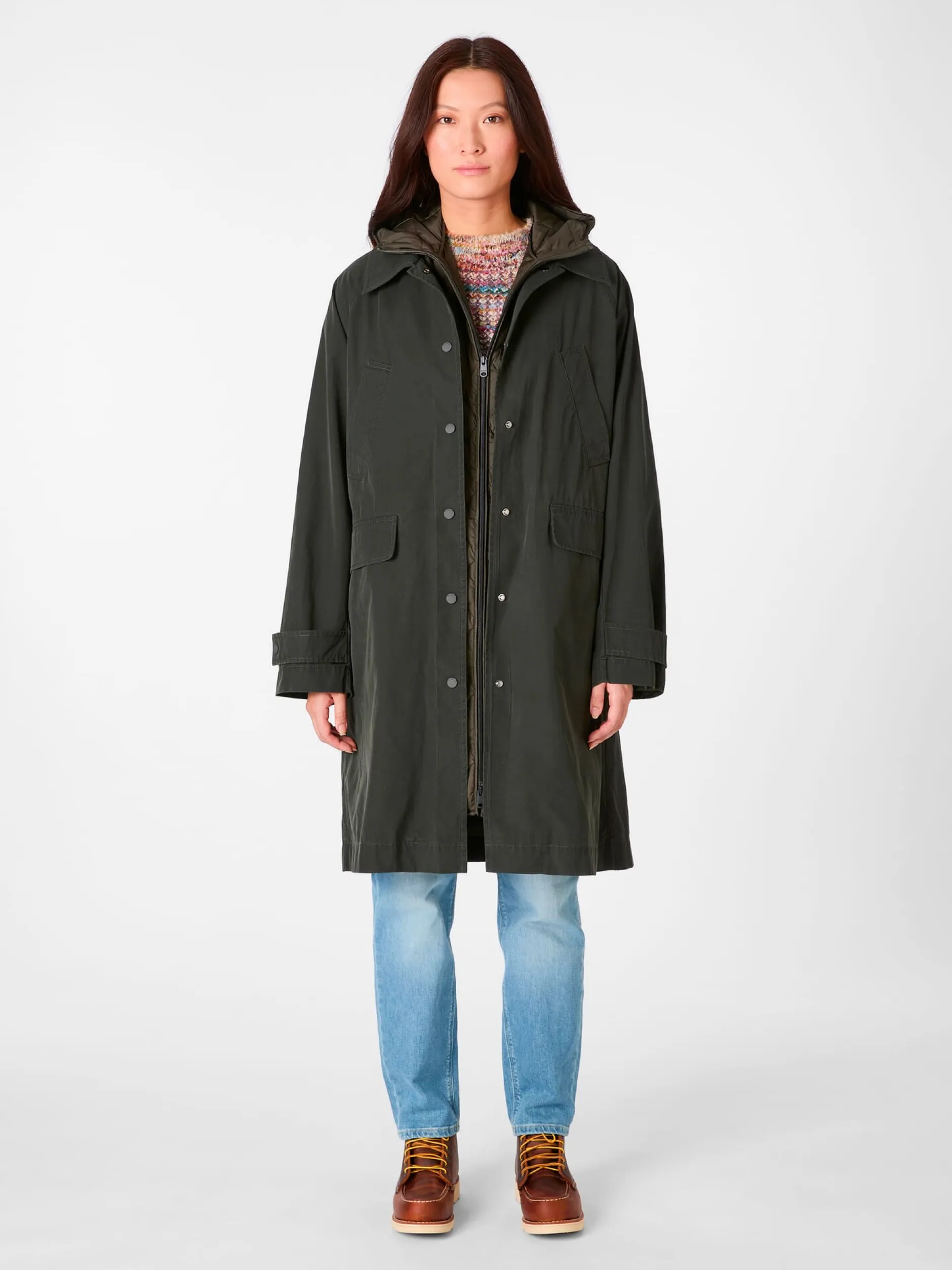 Ecoalf Damen-Trenchcoat 2in1 mit Weste Oliv Outlet