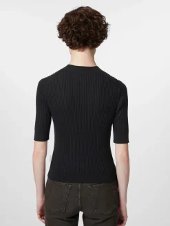 Armedangels Damen-T-Shirt Rippe Schwarz