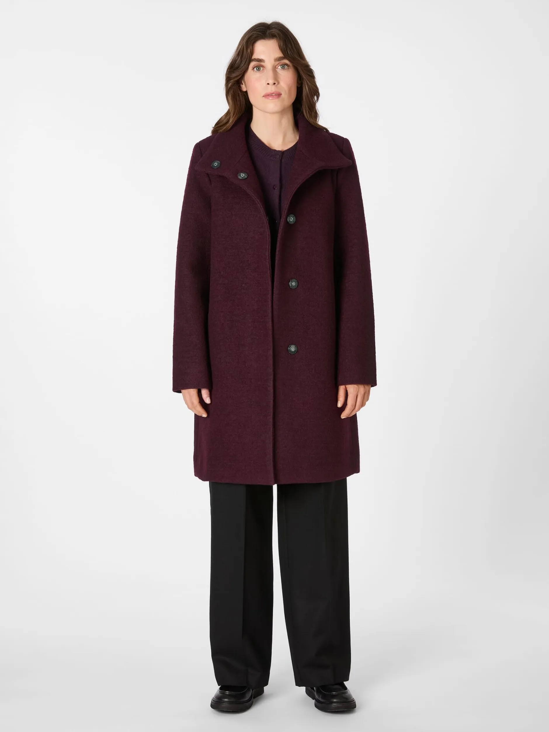 LANIUS Damen-Walkmantel Bordeaux