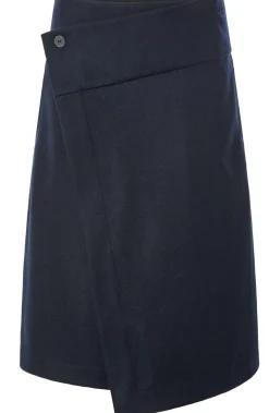 Christiane Strobel Damen-Wickelrock Wolle Dunkelblau New