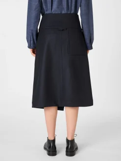 Christiane Strobel Damen-Wickelrock Wolle Dunkelblau New