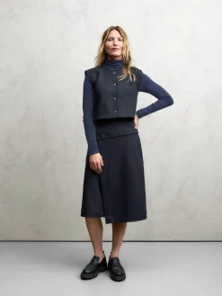 Christiane Strobel Damen-Wickelrock Wolle Dunkelblau New