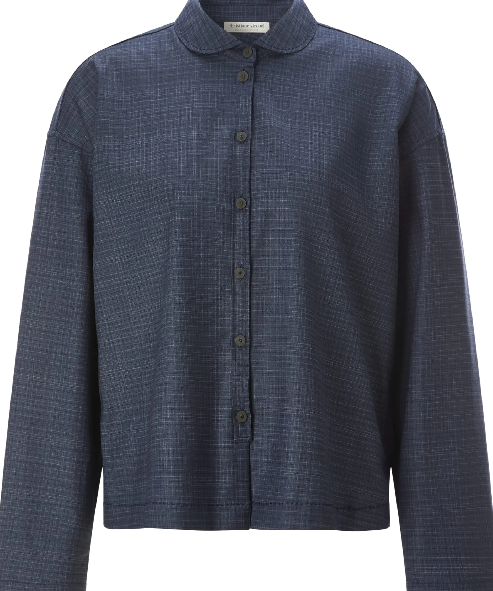 Damen-Wollbluse kariert Mittelblau Hot