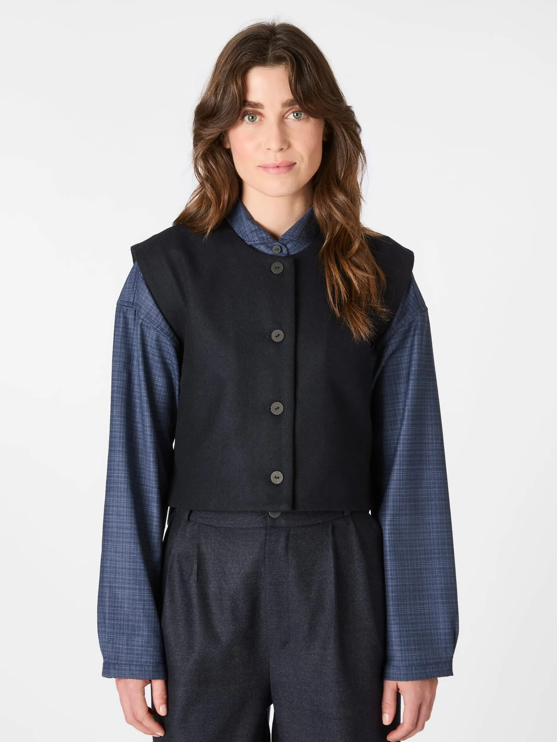 Christiane Strobel Damen-Wollweste Dunkelblau Hot